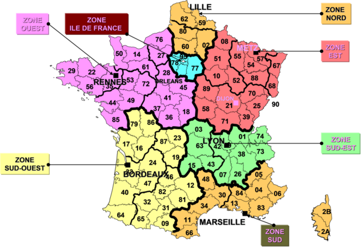 7 zone de défense :